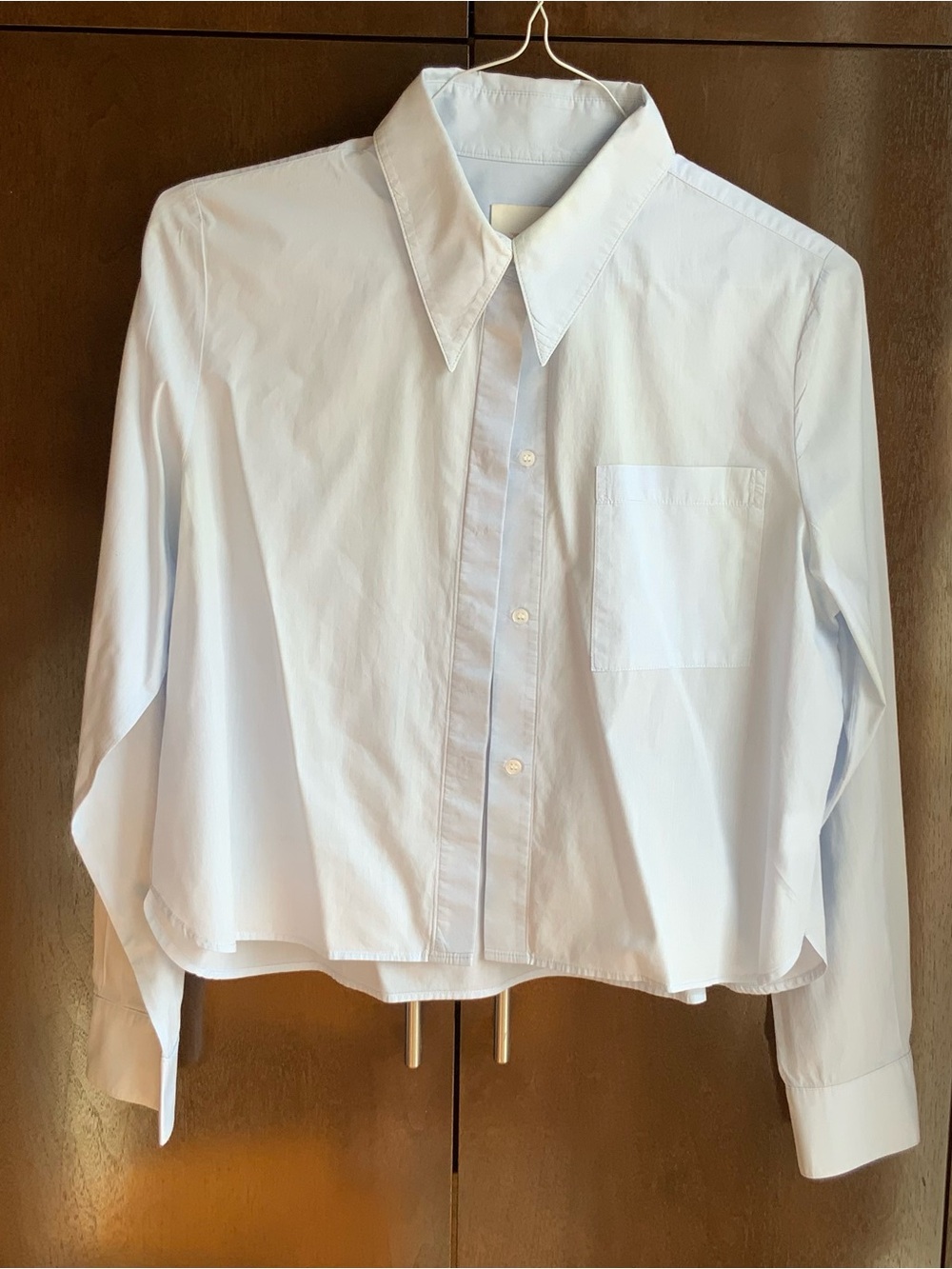 TWP Light blue Cropped Button-Up Shirt with Pocket